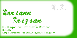 mariann krizsan business card